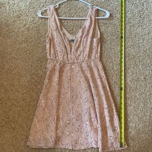 Bailey Blue deep V blush sequin dress